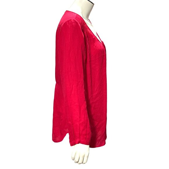 Joie Red Avanti Blouse 100 Percent Silk Long Sleeve Scoop Neck Size Medium - Picture 6 of 14